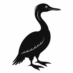 Black Silhouette of a Cormorant Vector