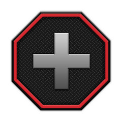 Fototapeta premium Icon with letters and symbols in 3D octagon style with modern dark design