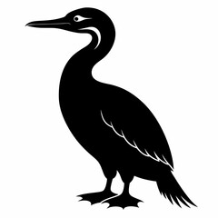 Black Silhouette of a Cormorant Vector