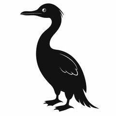 Black Silhouette of a Cormorant Vector