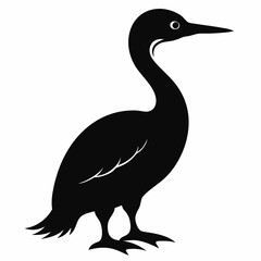 Black Silhouette of a Cormorant Vector