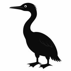 Black Silhouette of a Cormorant Vector