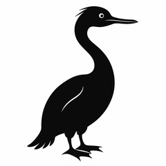 Black Silhouette of a Cormorant Vector