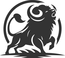 Vector silhouette of buffalo