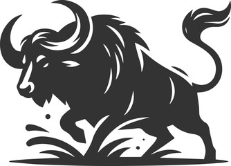 Vector silhouette of buffalo