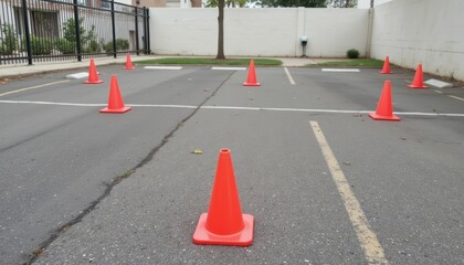 Bright orange traffic cones, a visual guide and safety barrier for roadwork events