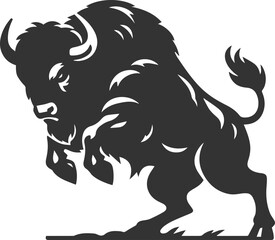 Vector silhouette of buffalo