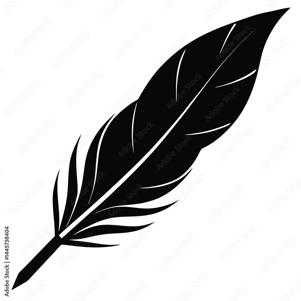 Poster isolated black vector writer using elements feather quill glowing with white background