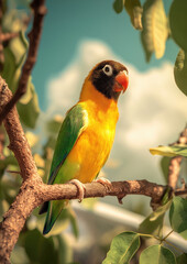 Naklejka premium Colorful parrot on branch