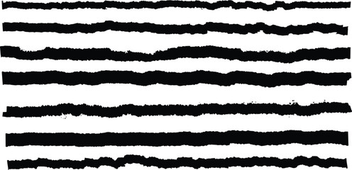 Torn Paper Edge Brush Stroke Clipart Grunge Ripped Border Vector Set.