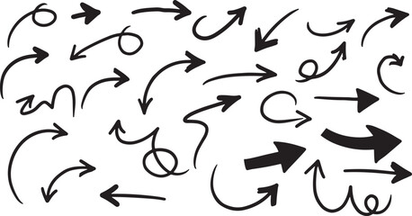 Hand Drawn Arrow Clipart Set  Doodle Arrows Vector Collection.