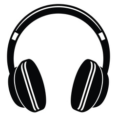 Isolated Black Vector writer using elements headphones With White Background