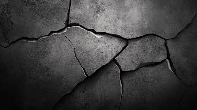 Cracked Dark Concrete Texture. Grunge Abstract Background