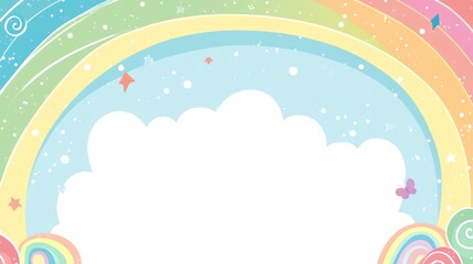 Pastel rainbow backdrop with clouds