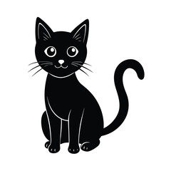 Obraz premium black cat cartoon silhouette vector illustration