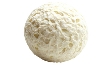 Creamy textured sphere off white isolated on white background detailed surface spherical shape