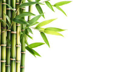 Naklejka premium Fresh Green Bamboo with Leaves Isolated on Transparent Background