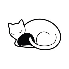 Naklejka premium cat face silhouette vector illustration minimal cute