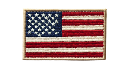 American Flag Military Patch on Transparent Background