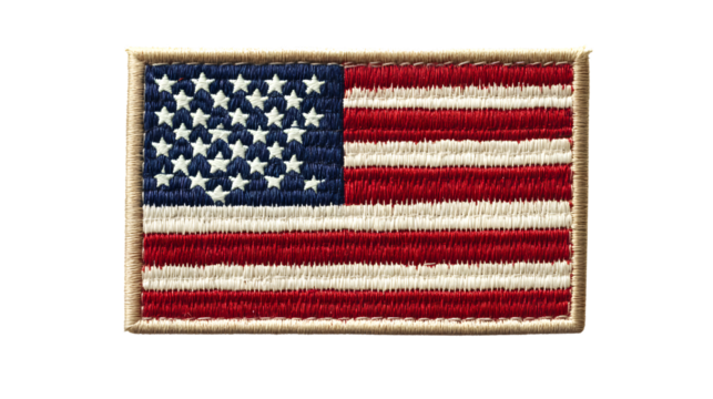 American Flag Military Patch on Transparent Background - Powered by Adobe