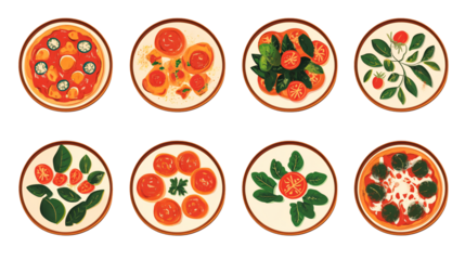 Delicious flat style pizza illustration on Transparent Background for food lovers