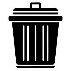 A black outline silhouette of a trash bin or garbage flat vector style Clean bold lines isolated on a transparent background