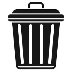 A black outline silhouette of a trash bin or garbage flat vector style Clean bold lines isolated on a transparent background
