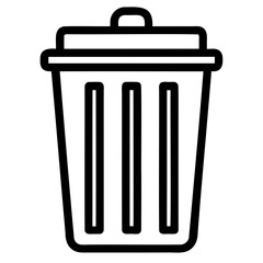 A black outline silhouette of a trash bin or garbage flat vector style Clean bold lines isolated on a transparent background