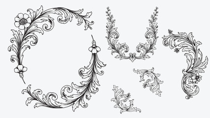 Engraved floral border vintage template