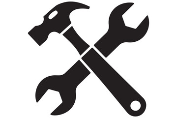 Crossed hammer and wrench graphic for repair and maintenance
