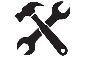 Crossed hammer and wrench graphic for repair and maintenance
