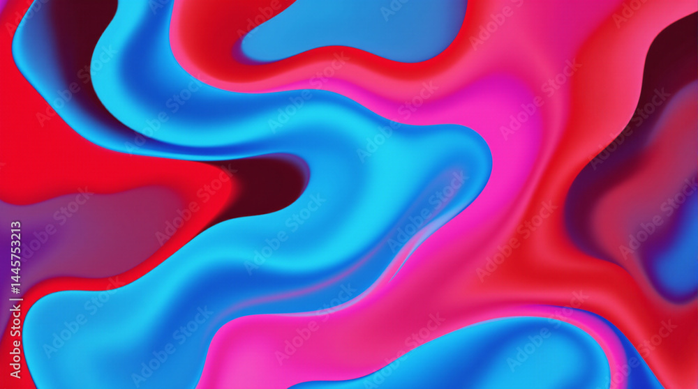 Poster abstract fluidic swirls: vibrant abstract composition featuring fluid, swirling shapes in dynamic mo
