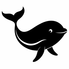 Black Whale Shape Vector Graphic