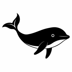 Black Whale Shape Vector Graphic