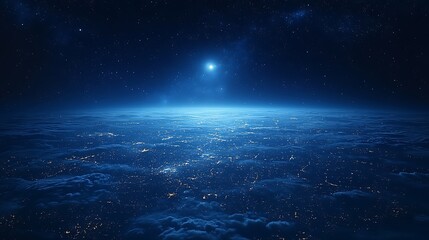 Fototapeta premium Night view of a planet's surface from space