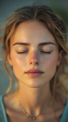 Fototapeta premium Peaceful young woman, serene face