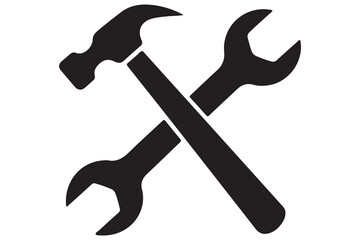 Crossed hammer and wrench graphic for repair and maintenance
