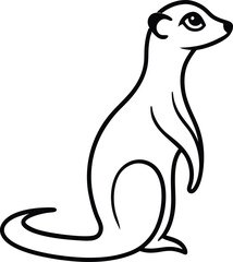 Whimsical meerkat in continuous line drawing style ideal for playful wildlife art minimalist zoo themed designs and creative animal character illustrations