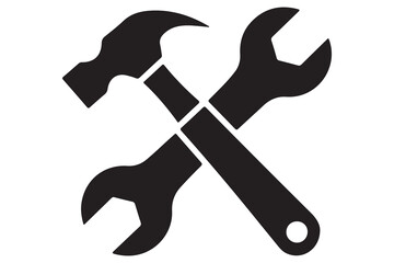 Crossed hammer and wrench graphic for repair and maintenance
