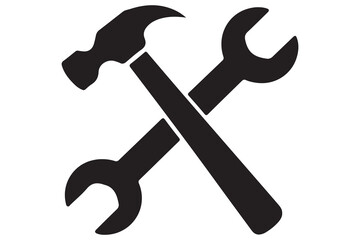 Crossed hammer and wrench graphic for repair and maintenance
