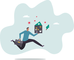 Social Distancing, stay home in COVID-19 coronavirus outbreak, stay in the house to prevent virus infection,character for design.