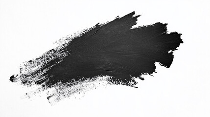 Black Paint Brush Stroke on White Background