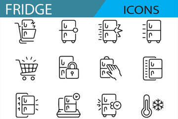 Kitchen Fridge Icon Set for Food Preservation and Cold Storage
