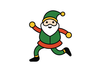 Happy Running Christmas Elf Cartoon