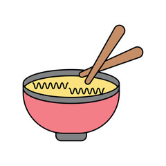 noodles lineal color line icon with white background vector stock illustration