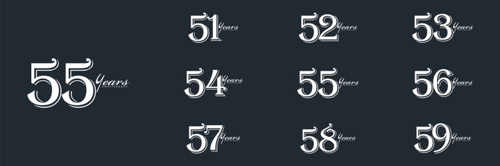 collection of creative number logo. abstract number white color design vector illustration