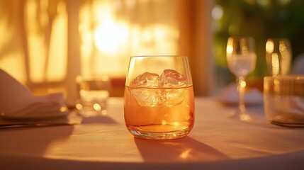 Refreshing drink at sunset