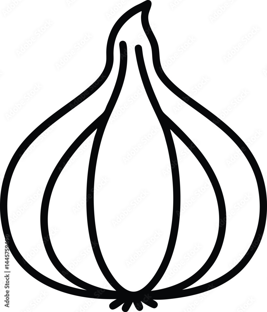 Poster garlic bulb illustration in continuous line art style emphasizing simplicity and nature perfect for 