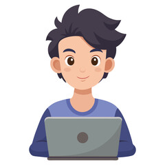 Non-binary character with laptop