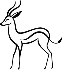 Stylish gazelle in one line drawing showcasing natural poise and elegance perfect for wildlife designs nature wall art and modern animal themed graphics